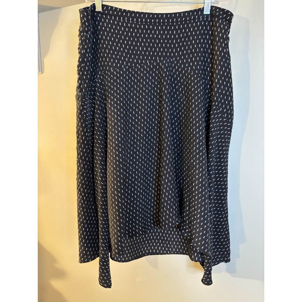 CLASSIQUES ENTIER Black‎ White Silk Spandex Skirt Asymmetrical Hem XL